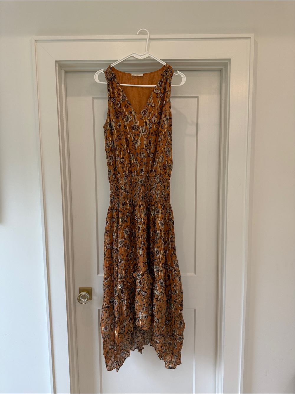 Ramy Brook Rust Floral High-Low Midi Dress